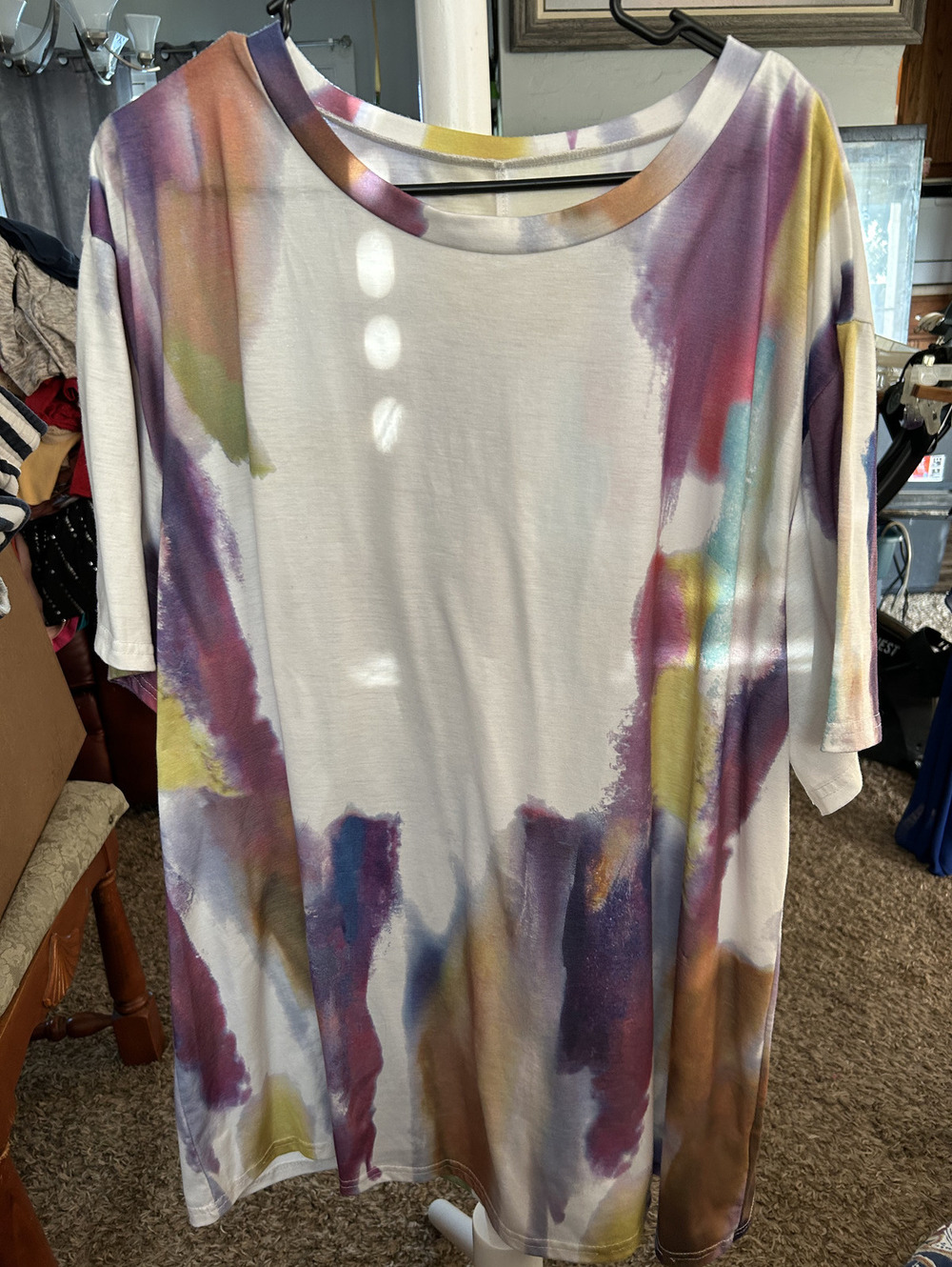 Emery Rose 5XL Multicolor Abstract Print Tunic Top
